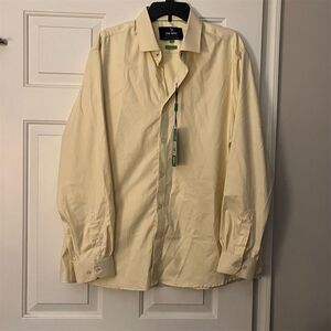 Tom Baine Men's 2XL Yellow Slim Fit Long Sleeve Button-Up Shirt